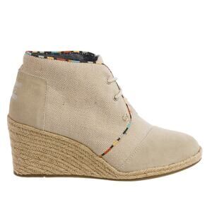 TOMS Women’s Whisper Burlap Suede Natural Desert Wedge Ankle Boots | Size 12